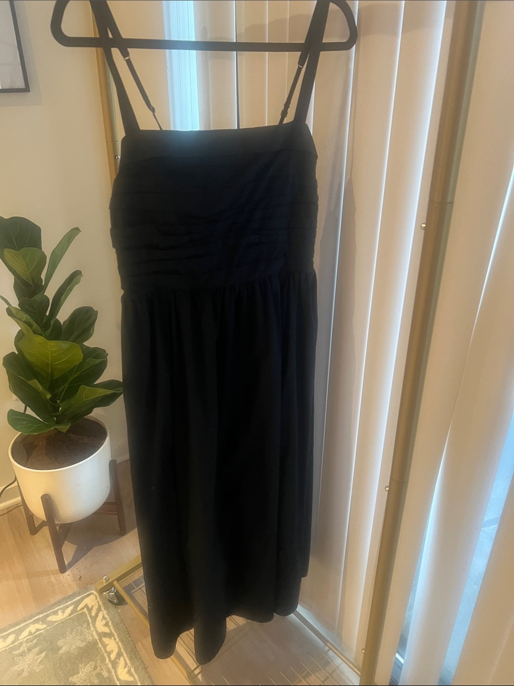 Abercrombie & Fitch Black Spaghetti-Strap Midi Dress